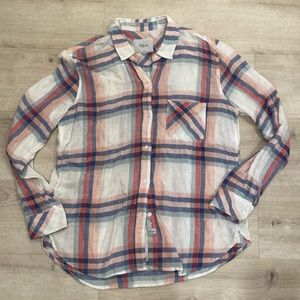 Rails Clothing White Plaid Button Down Shirt Medium